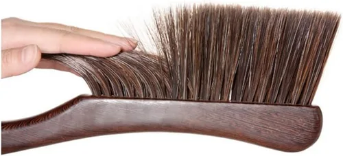 Vista 3 de Escoba de mano, escoba de mano para cepillo de cama, cepillo de pelo de caballo con mango de madera, cepillo de cama extendido, para automóvil