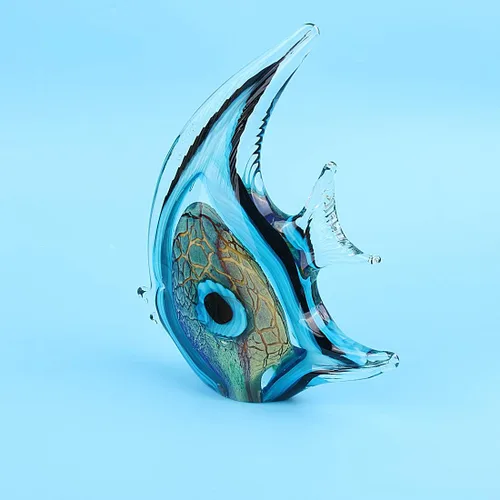 Vista 3 de Hophen - Figura decorativa de pez de ángel tropical soplado hecho a mano, escultura de animales marinos, decoración del hogar, estatua