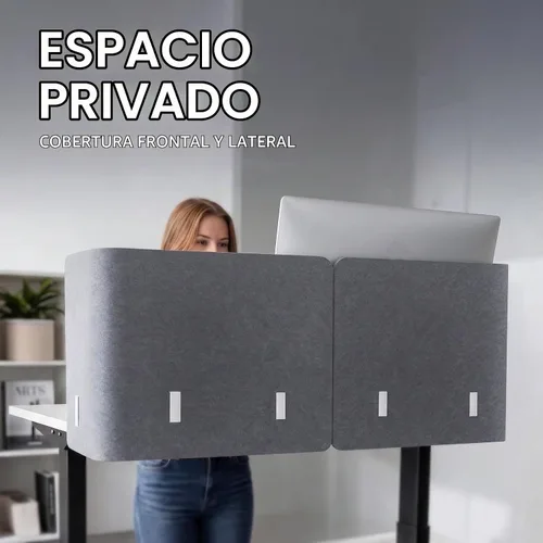 Vista 2 de Panel de privacidad para escritorio, 2 divisores de escritorio de oficina Gris