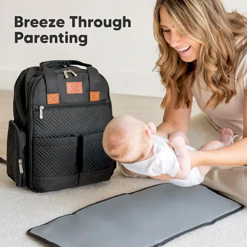 Vista 8 de Mochila de Pañales KeaBabies para Niñas, Niños - Bolso para Bebés de Mamá y Papá con Cambiador de Pañales para Recién Nacidos, Pequeños, 2 Niños