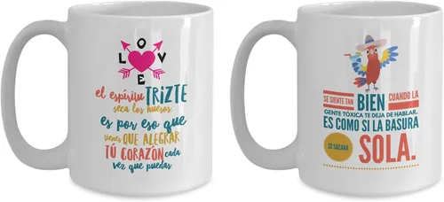 Vista 3 de Regalo para amigos Taza de cafe para hermana Perfecto regalo para graduados, profesionales y estudiantes Vaso con afirmaciones positivas