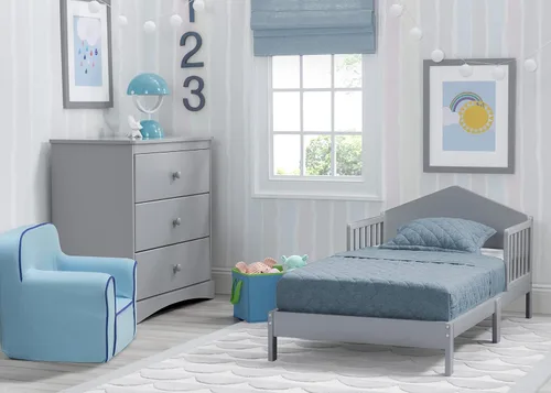 Vista 4 de Delta Children Homestead - Cama para niños pequeños, certificado Greenguard Gold, color gris
