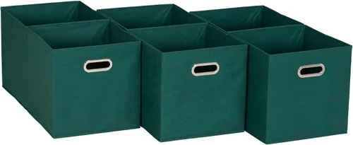 Vista 24 de Household Essentials Cubos de Almacenamiento de Tela Plegables Paquete de 6 – 11x11x11 Contenedores No Tejidos Apilables con Lados de Cartón