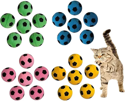 Vista 4 de Pelotas de fútbol de espuma, juguetes para gatos (24 piezas)