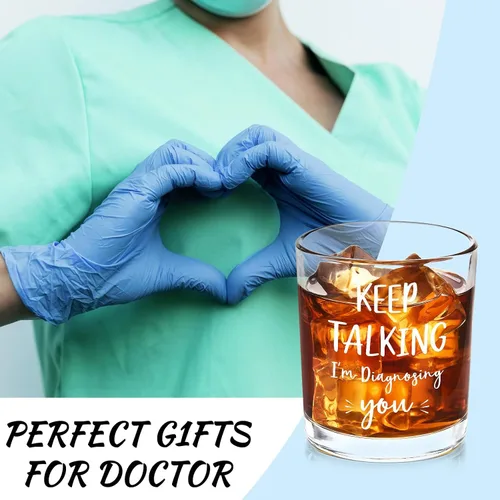 Vista 5 de Futtumy Vaso de whisky divertido – Keep Talking I'm Diagnosing You, divertidos regalos de Navidad de cumpleaños de elefante blanco, regalos