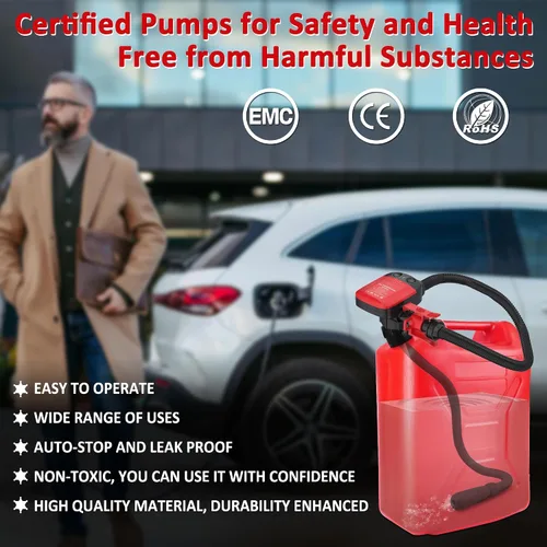 Vista 9 de Bomba de transferencia de combustible Aoteda alimentada por batería con sensor de parada automática, protección contra fugas (2.4 GPM), manguera