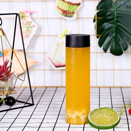 Vista 8 de Paquete de 12 botellas redondas de plástico de 16 onzas con tapas, recipientes de jugo con tapas para botella de batidos, botellas de jugo