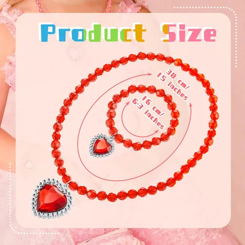 Vista 2 de 7 juegos de joyería de vestir para niña, joyería para niños, pulsera de princesa, collares, juego de joyas de disfraz para niña, fiesta de disfraces