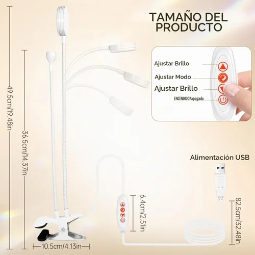 Vista 5 de AORAEM Lámpara de uñas LED UV, lámpara de uñas de doble cabeza para uñas de Blanco