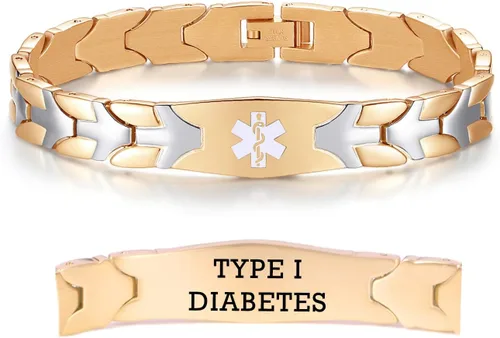 Vista 25 de LinnaLove Pulseras de alerta médica de pez volador para hombres y mujeres, pulseras médicas de acero inoxidable con grabado gratis, 8.5 pulgadas