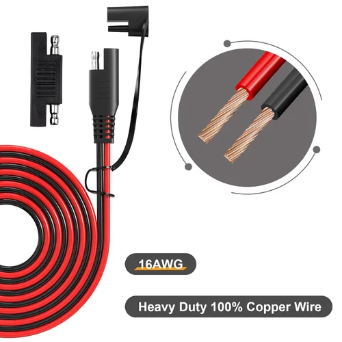 Vista 3 de Cable de extensión SAE de 12 pies 16 AWG, conector SAE Conector de desconexión rápida 16AWG, para automoción, panel solar enchufe