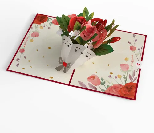 Vista 4 de Lovepop Tarjeta de feliz aniversario Tarjeta desplegable 3D de rosas románticas para esposa, marido o pareja Regalo único de boda o celebración