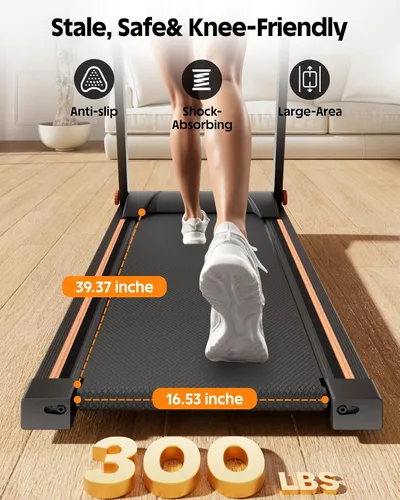 Vista 5 de 5% Incline Walking Pad Treadmill, 300LB Capacity Folding Treadmills for Home, Walking pad with Handle bar, 3.0 HP Quiet Dual Cushion System