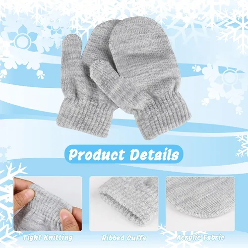 Vista 3 de 6 pares de mitones de invierno para bebés, guantes mágicos de punto para niños y niñas