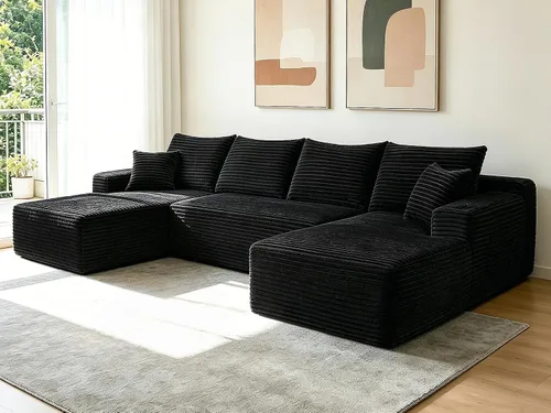 Vista 13 de THSUPER Sofás seccionales sin hueso de pana de 134 pulgadas en forma de U de gran tamaño para sala de estar con diván doble, cómodo sofá de asiento