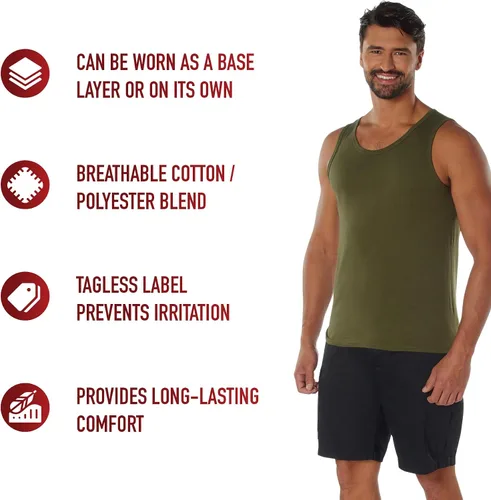 Vista 7 de Rothco playera sin mangas Verde oliva (Olive Drab)