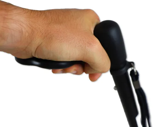 Vista 4 de KMINA Bastón ergonómico para caminar para mujeres y hombres (zurdo), agarre anatómico de la palma, altura ajustable, plegable y ligero, virola