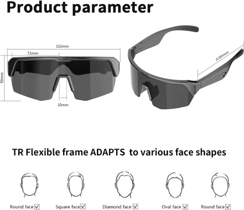 Vista 3 de Sports Bluetooth Glasses,Cycling Bluetooth Sunglasses Premium Smart Glasses with UV Protection, Open-Ear Speakers