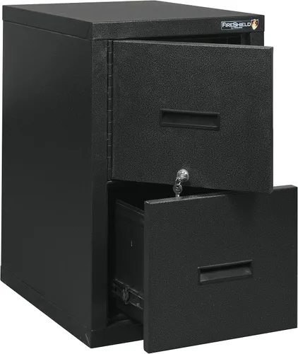 Vista 7 de FireKing® FireShield - Archivador vertical de 22 pulgadas D con 1 cajón y caja fuerte, metal, piedra negra