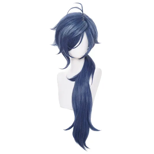 Vista 17 de Genshin Impact Columbina peluca de cosplay con gorra de peluca, longitud aproximada de 43.3 pulgadas