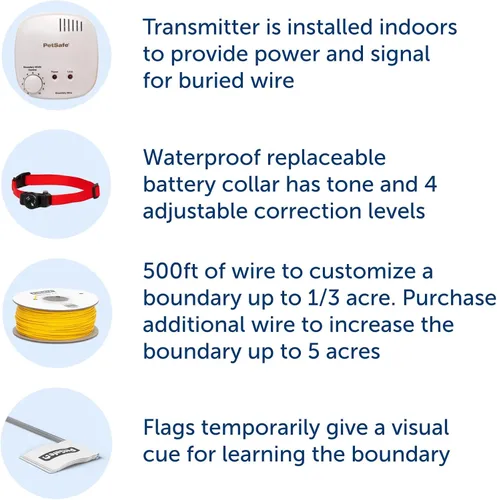 Vista 3 de PetSafe Valla Básica Subterránea para Mascotas, Valla Subterránea para Perros, Contención Eléctrica para Mascotas, Collar Impermeable para Perros