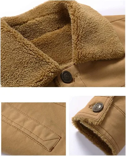Vista 4 de PASOK Chaqueta bomber de forro polar para hombre, abrigo militar de invierno, casual, cuello alto, algodón, ropa de carga