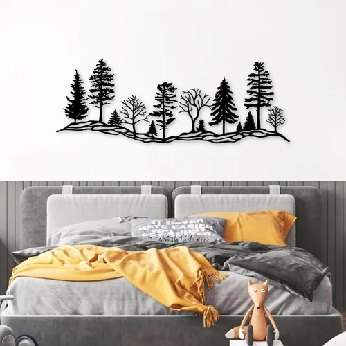 Vista 3 de Arte de pared de bosque de metal, decoración de pared de bosque, decoración de pared de metal de montaña y bosque, decoración de árbol de metal