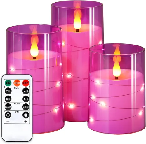 Vista 20 de NURADA Velas Parpadeantes Sin Llama: Velas LED de Pilar con Luces de Cadena de Estrellas Integradas que Funcionan con Pilas con Control Remoto