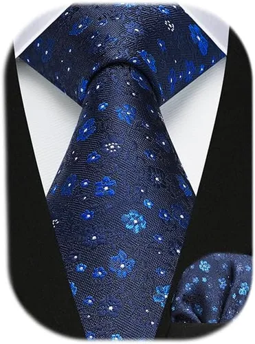 Vista 235 de Corbatas florales tejidas clásicas para hombre, corbata cuadrada de bolsillo, corbatas formales para hombres, boda con pañuelo