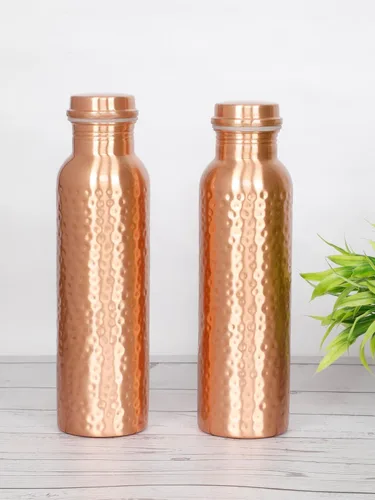 Vista 2 de Pure Copper Water Bottle for Drinking Water, 34 Oz Hammered Finish – Stay Hydrated and Enjoy Ayurvedic Benefits – Leak-Proof, Temperature Retention