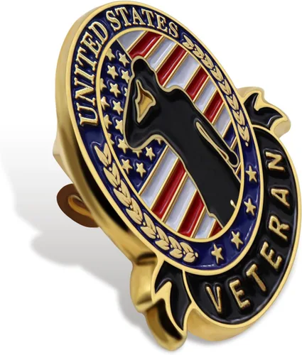 Vista 2 de 102050100 pines de veterano de Estados Unidos Bandera patriótica estadounidense para el Día de los Veteranos, Broche para el Día de los Caídos