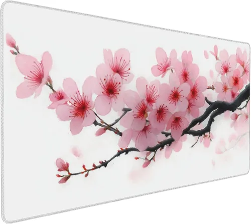 Vista 19 de Alfombrilla extendida para mouse, diseño de paisaje de pintura de tinta china, 35.4x15.7 pulgadas, tapete para teclado de juegos con bordes cosidos