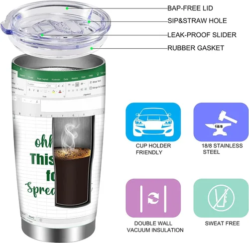 Vista 3 de Regalos para Contadores Hoja de Cálculo, Taza Termo para Regalos de Contadores para Mujeres y Hombres, Ohh Esto Requiere una Hoja de Cálculo