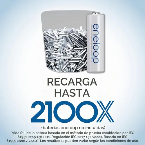 Vista 6 de Eneloop Panasonic BQ-BS2E4SA - Adaptadores de batería de tamaño C para uso con pilas AA recargables Ni-MH, paquete de 4