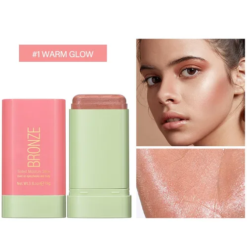 Vista 2 de Barra de contorno de crema, barra bronceadora con brillo facial, resaltador de brillo natural mezclable, barra hidratante sólida teñida multiusos