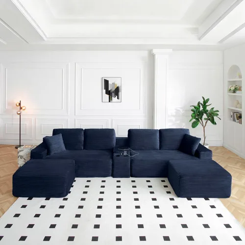 Vista 27 de Sofá seccional Cloud de 108 pulgadas, sofá seccional modular moderno con asiento profundo, sofás de pana sin estructura con chaise en forma de L