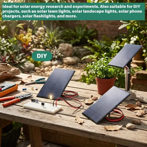 Vista 4 de 3 unids mini panel solar DC 6V polisilicio módulo cargador solar DIY sistema kits con cable de 11.8 in