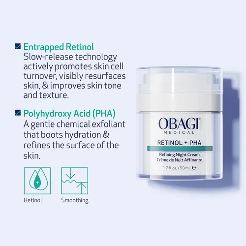 Vista 7 de Obagi Medical Retinol + PHA Refining Night Cream - Clínicamente probada, de doble acción, crema facial antienvejecimiento durante la noche para una