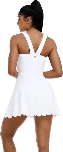 Vista 2 de ATTRACO Vestido de tenis para mujer con pantalones cortos, faldas de golf con bolsillos