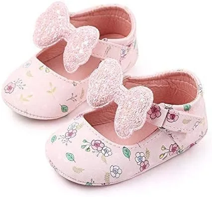 Vista 3 de Meckior - Zapatos de vestir para bebé y la princesa niña, hechos a mano, para niños y niñas, de cuero sintético, antideslizante, para cuna