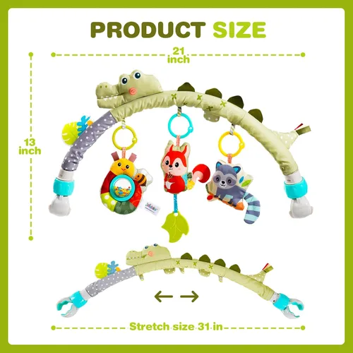 Vista 5 de Jollybaby Moisés cochecito móvil de juguete para bebé de 0 a 6 a 12 meses, juguete colgante de arco con clip para bebé, juguete Montessori sensorial