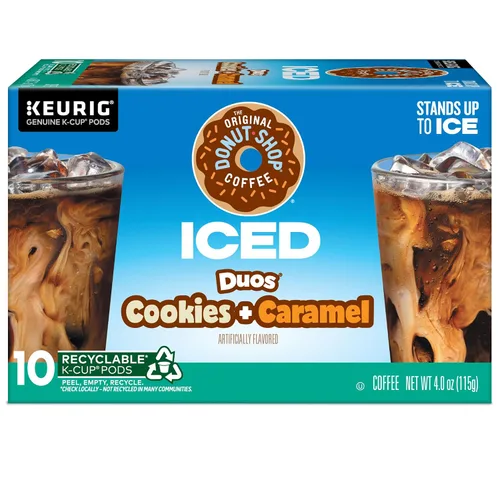 Vista 14 de The Original Donut Shop ICED Duos Cookies + Caramel Coffee, Keurig Cápsulas K-Cup de una sola porción, 60 unidades (6 paquetes de 10)