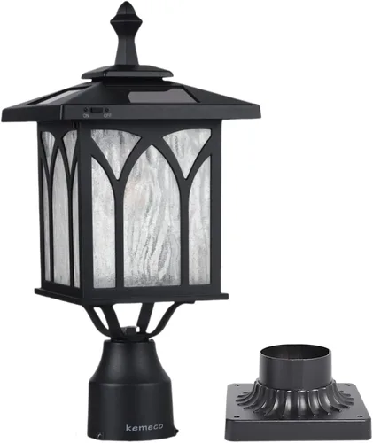 Vista 6 de ST4328Q-W - Lámpara solar de poste exterior de aluminio fundido blanco con montaje de pire de 3 pulgadas para poste, pilar, patio, jardín, paisaje
