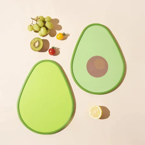 Vista 4 de Tabla de cortar, tabla de cortar de plástico de doble cara con forma de aguacate Tabla de cortar frutas y verduras, herramienta de cocina, segura