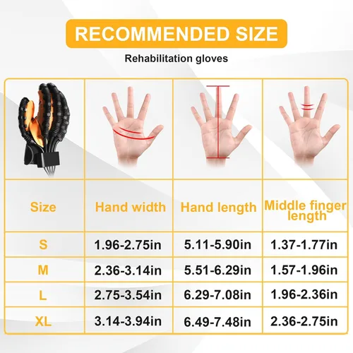 Vista 6 de Guantes robóticos mejorados de rehabilitación para hemiplejia, equipo de recuperación de trazo de mano, ejercitador de dedos y fortalecedor
