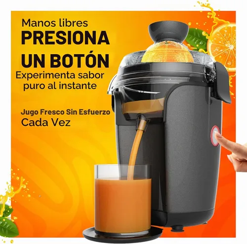 Vista 2 de Eurolux Exprimidor eléctrico de cítricos manos libres, exprimidor de limón y pomelo naranja y lima, fácil de limpiar, 2 tamaños de cono (gris)