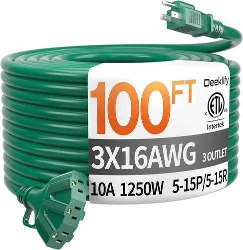 Vista 11 de Cable de extensión negro para exteriores de calibre 16 de 50 pies
