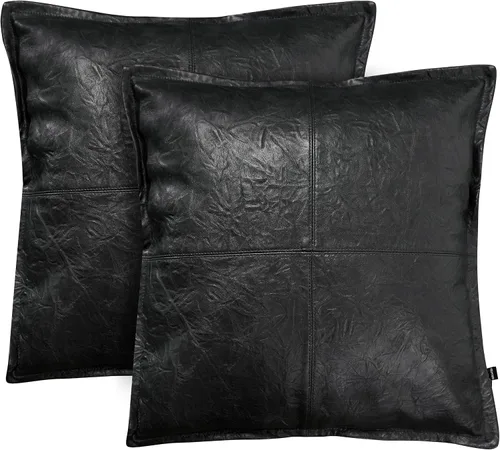 Vista 45 de Funda de almohada de piel de cordero – Funda de cojín decorativa para sofá – Fundas para sala de estar y dormitorio, 22 x 22 pulgadas – Paquete de 2