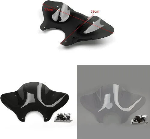 Vista 5 de PSLER Parabrisas Cruiser de 7/8" con kit de montaje para motocicleta universal (negro)