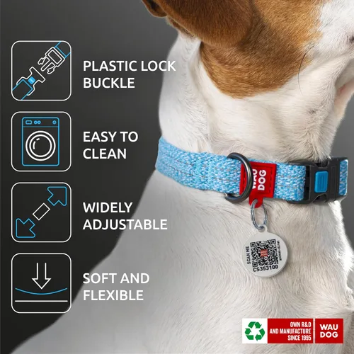 Vista 5 de WAUDOG Collar de perro reflectante de algodón ecológico, alternativa al collar de nylon para perros pequeños, medianos y grandes - Collar